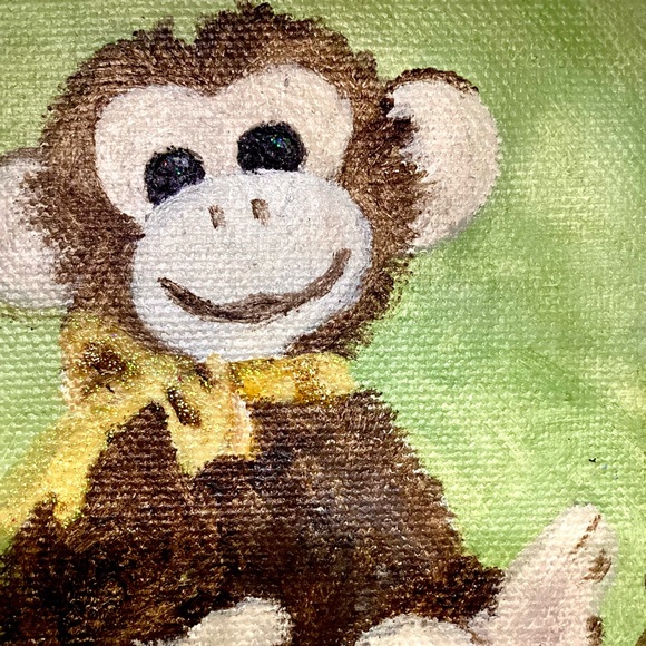 Miniature “ Monkey Shines” Mixed Media Painting - Picture 6 of 6